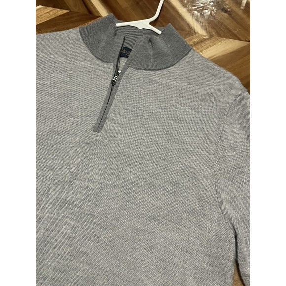 Brooks Brothers Mens L Washable 100% Merino Wool 1/4 Zip Knit‎ Pullover Sweater - Picture 2 of 7